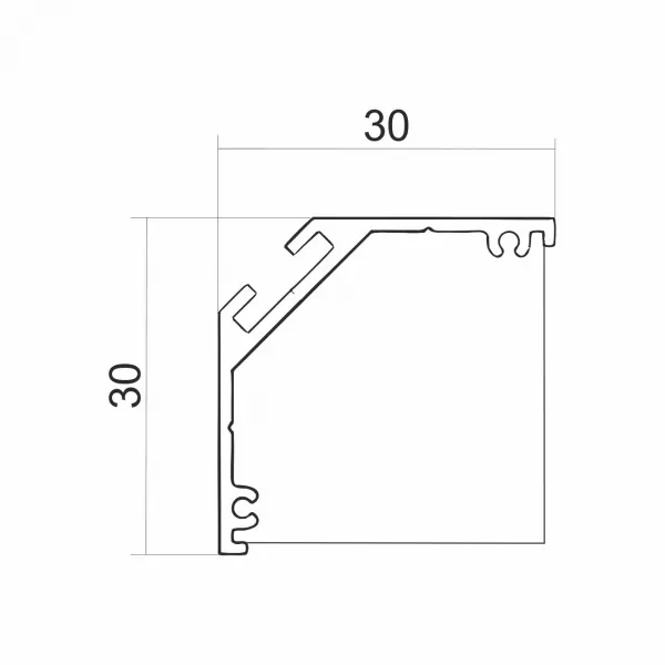 Aluminum Profile Corner Square 30x30mm V2 anodized for LED Strips