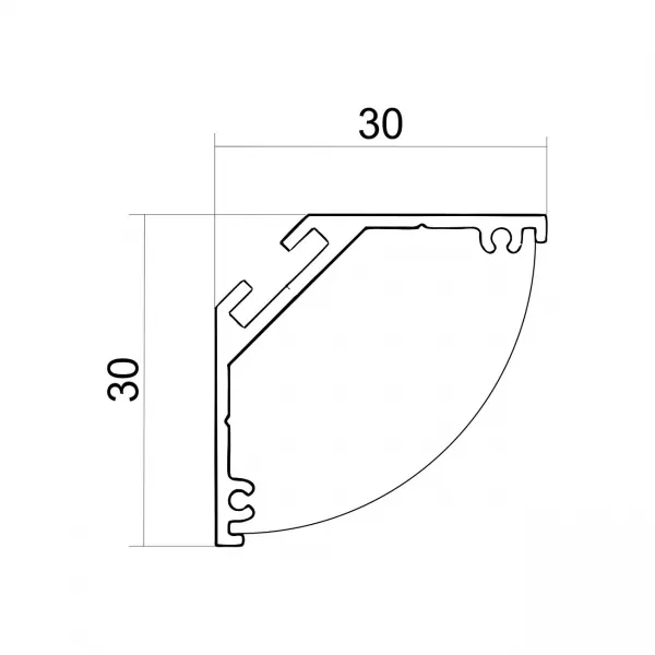 Aluminum Profile Corner Round 30x30mm V2 anodized for LED Strips